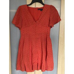Hyfve red ruffle Mini dress Sz L Boho Beach Summer Festival Casual‎